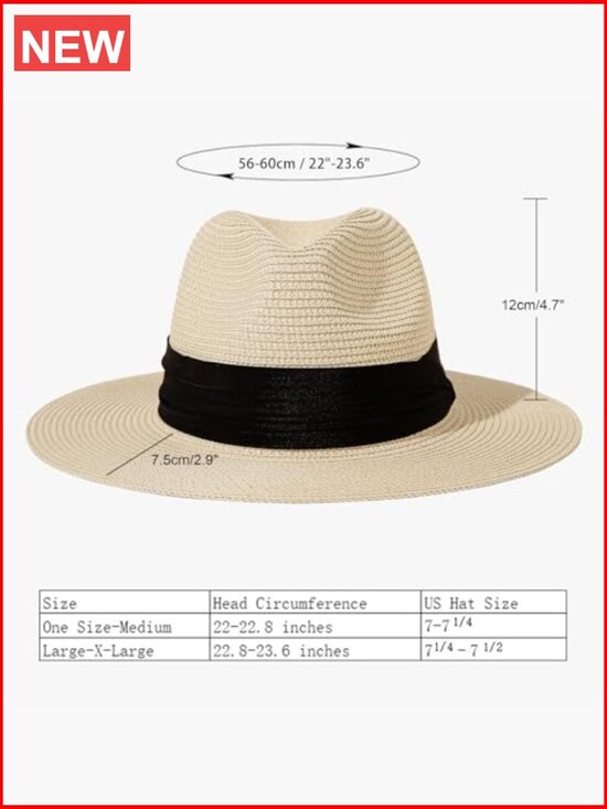 Wide Brim Straw Panama Roll up Fedora Beach Sun Hat UPF50+ main image 4